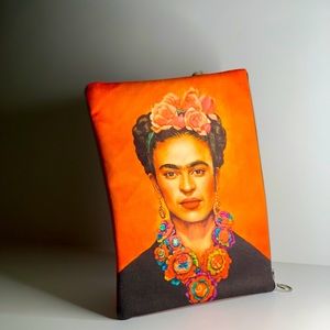 Frida Kahlo portrait large clutch // orange
